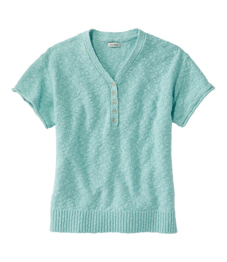 Women's Midweight Cotton Slub Sweater, Henley Short-Sleeve - L.L.Bean Everyday