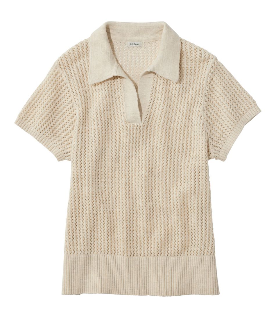 Women's Organic Cotton Slub Pointelle Sweater, Polo - L.L.Bean Value