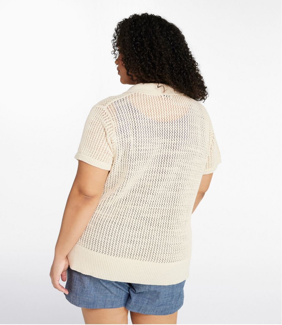 Women's Organic Cotton Slub Pointelle Sweater, Polo - L.L.Bean Value