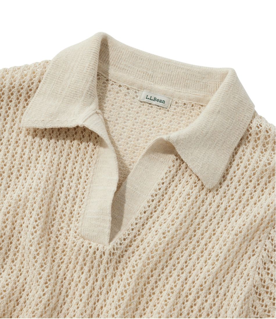 Women's Organic Cotton Slub Pointelle Sweater, Polo - L.L.Bean Value
