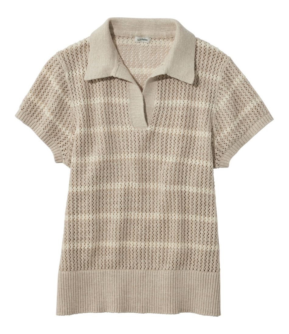 Women's Organic Cotton Slub Pointelle Sweater, Polo - L.L.Bean Great Value