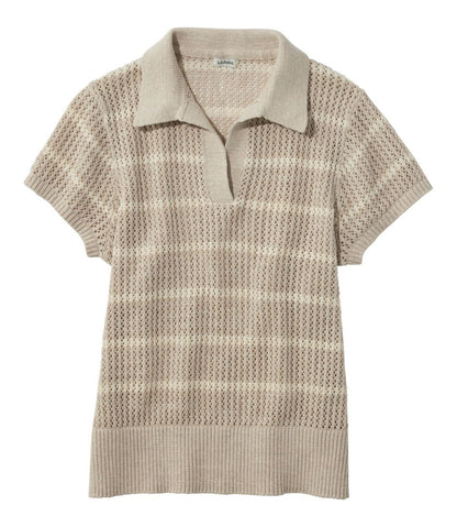Women's Organic Cotton Slub Pointelle Sweater, Polo - L.L.Bean Great Value
