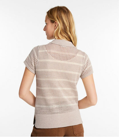 Women's Organic Cotton Slub Pointelle Sweater, Polo - L.L.Bean Great Value