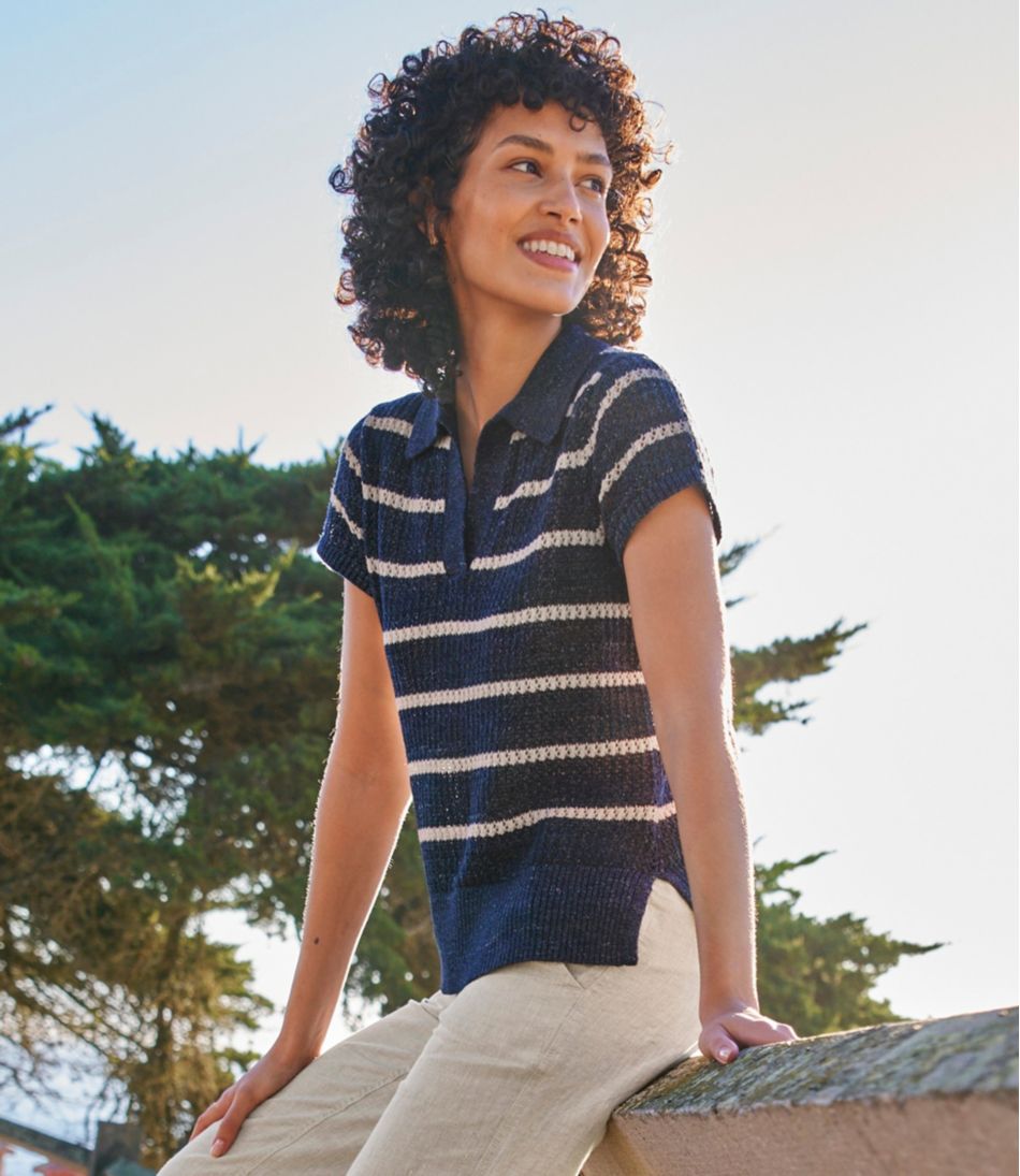 Women's Organic Cotton Slub Pointelle Sweater, Polo - L.L.Bean Great Value
