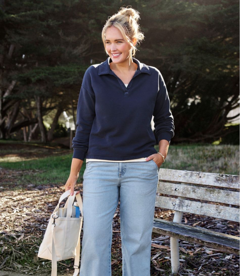 Women's Sunwashed Sweats, Splitneck Polo - L.L.Bean Classic