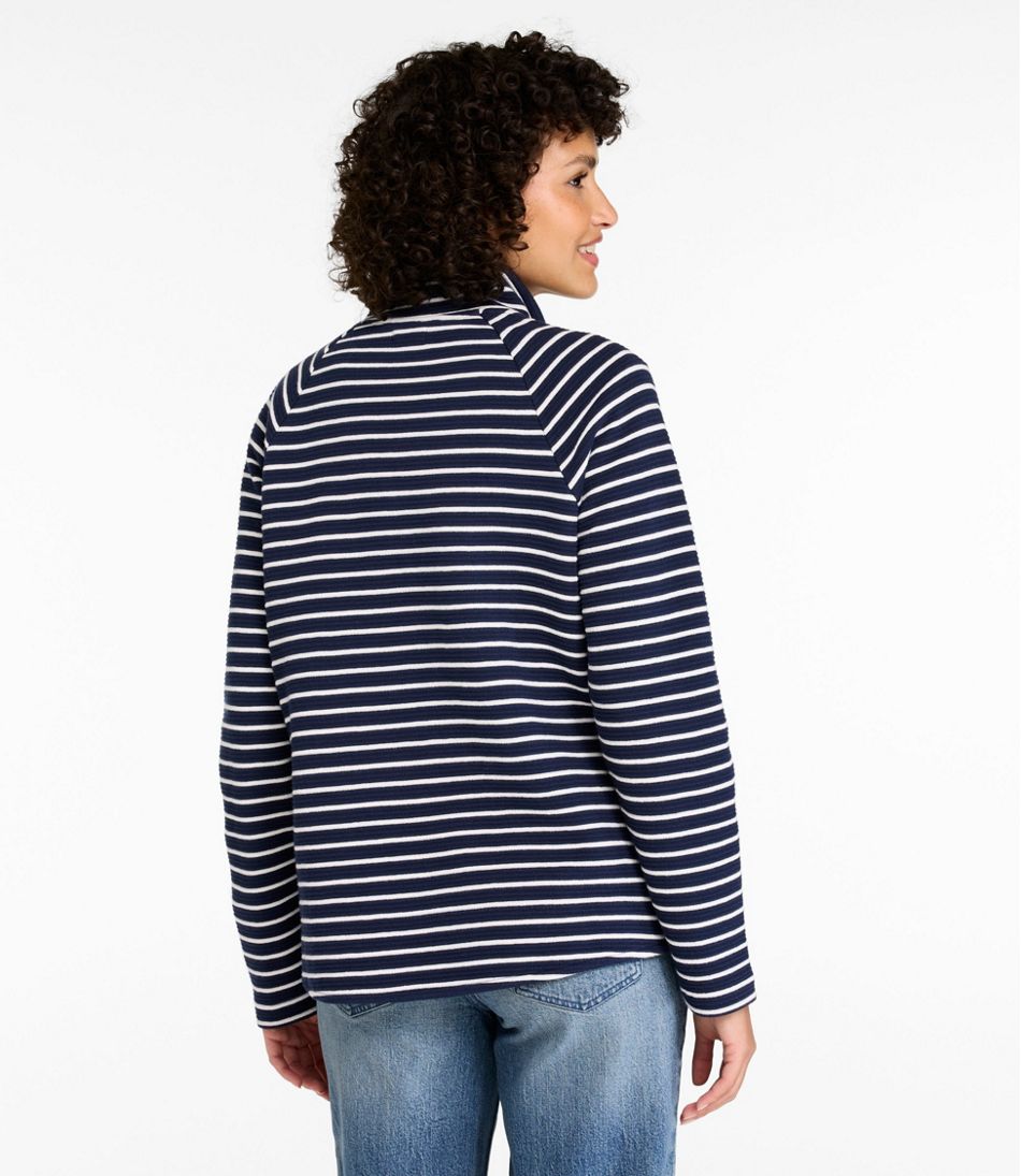 Women's Lakewashed Double-Knit Quarter-Snap, Stripe - L.L.Bean Quality