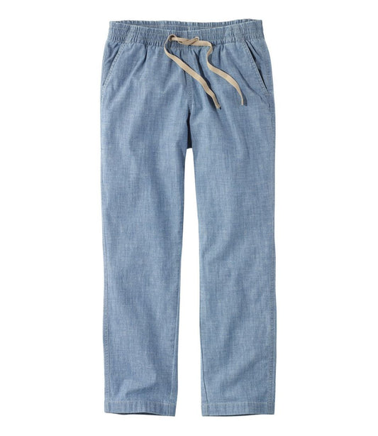 Women's Lakewashed Pull-On Chinos, Mid-Rise Chambray Ankle Pants - L.L.Bean Value