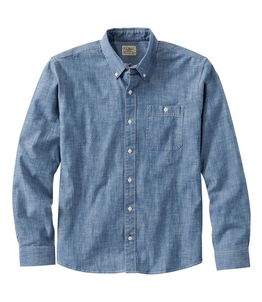 Men's Comfort Stretch® Chambray Shirt, Traditional Untucked Fit, Long-Sleeve - L.L.Bean Value