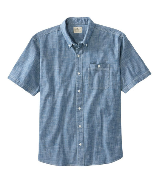 Men's Comfort Stretch® Chambray Shirt, Traditional Untucked Fit, Short-Sleeve - L.L.Bean Classic