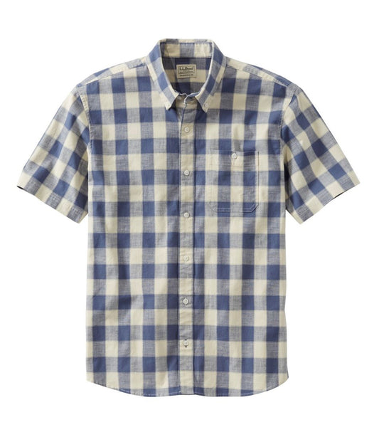 Men's Comfort Stretch® Chambray Shirt, Traditional Untucked Fit, Short-Sleeve, Plaid - L.L.Bean Great Value
