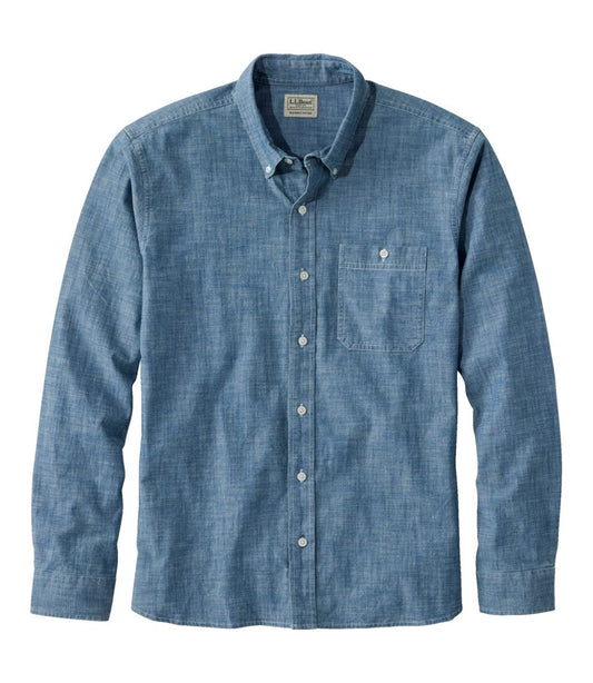 Men's Comfort Stretch® Chambray Shirt, Long-Sleeve, Slightly Fitted Untucked Fit - L.L.Bean Great Value