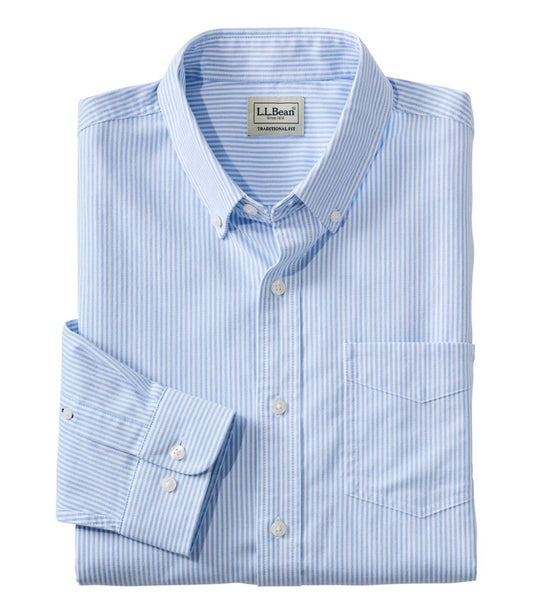 Men's Comfort Stretch Oxford Shirt, Slightly Fitted Untucked Fit, Stripe - L.L.Bean Trusted