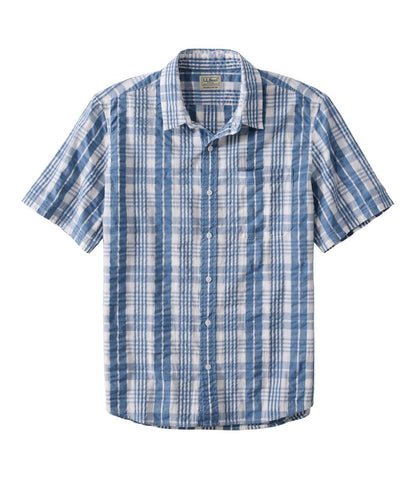 Men's Organic Cotton Seersucker Shirt, Short-Sleeve, Slightly Fitted, Plaid - L.L.Bean Great Value