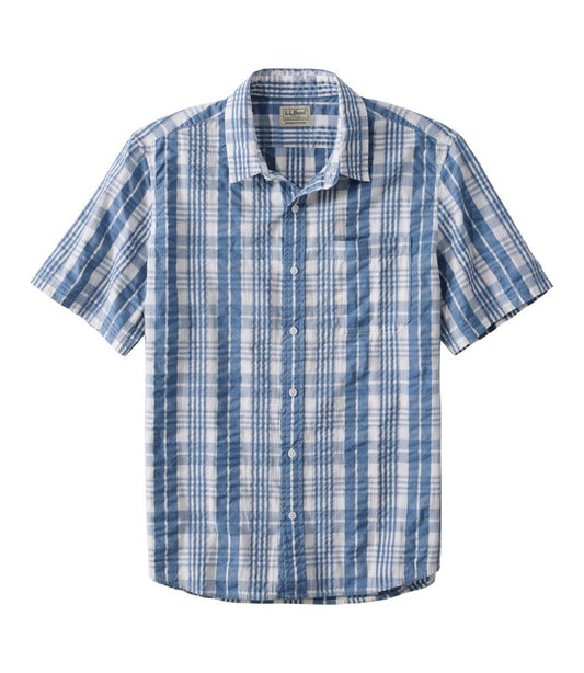 Men's Organic Cotton Seersucker Shirt, Short-Sleeve, Slightly Fitted, Plaid - L.L.Bean Great Value