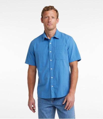Men's Organic Cotton Seersucker Shirt, Short-Sleeve, Slightly Fitted, Plaid - L.L.Bean Great Value