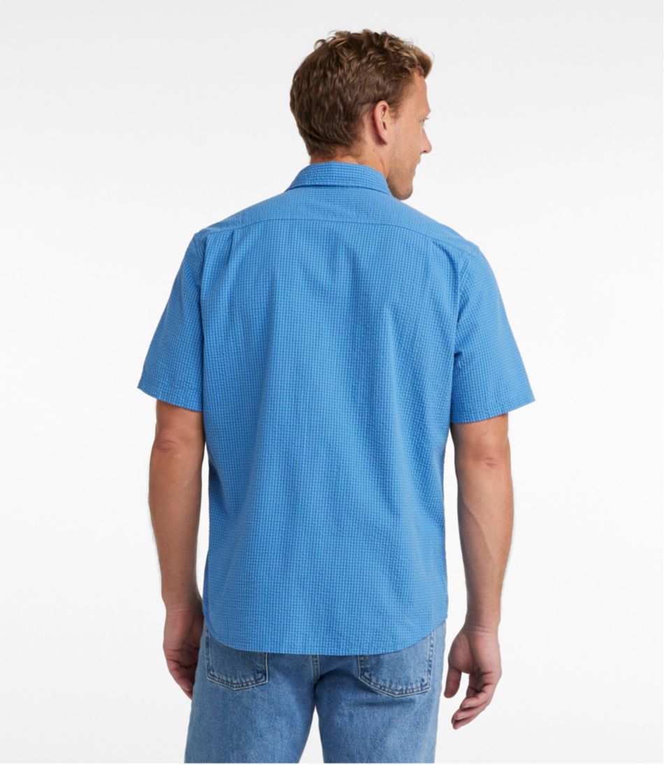 Men's Organic Cotton Seersucker Shirt, Short-Sleeve, Slightly Fitted, Plaid - L.L.Bean Great Value