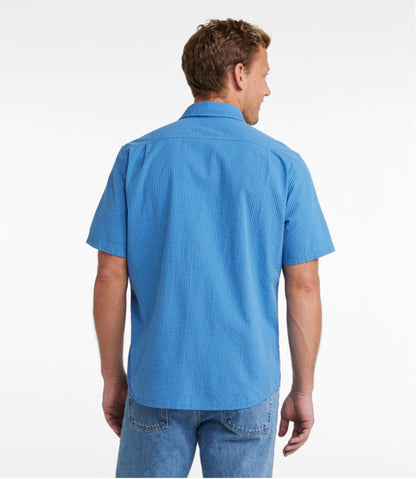 Men's Organic Cotton Seersucker Shirt, Short-Sleeve, Slightly Fitted, Plaid - L.L.Bean Great Value