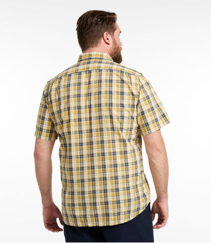 Men's Organic Cotton Seersucker Shirt, Short-Sleeve, Slightly Fitted, Plaid - L.L.Bean Great Value