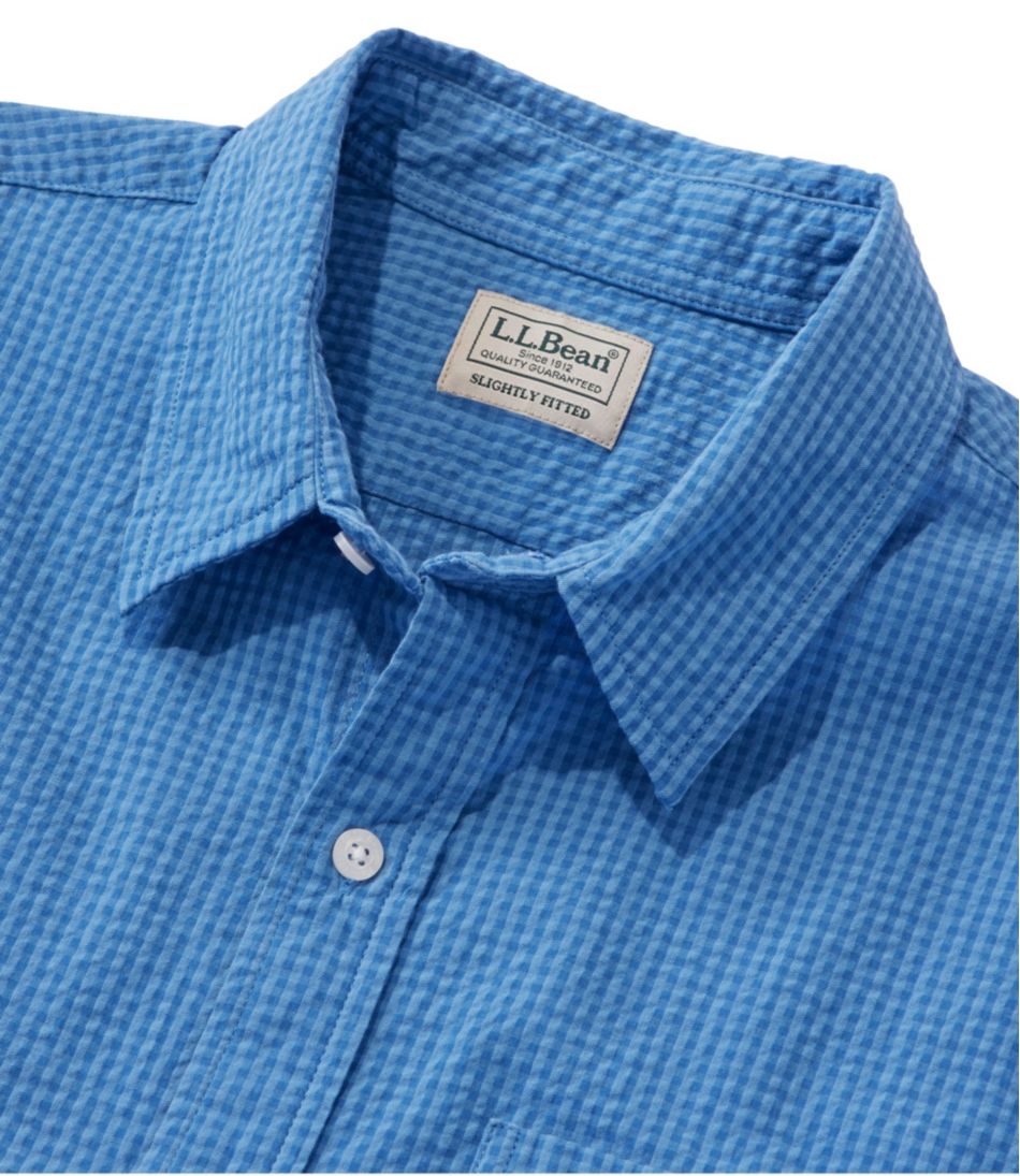 Men's Organic Cotton Seersucker Shirt, Short-Sleeve, Slightly Fitted, Plaid - L.L.Bean Great Value