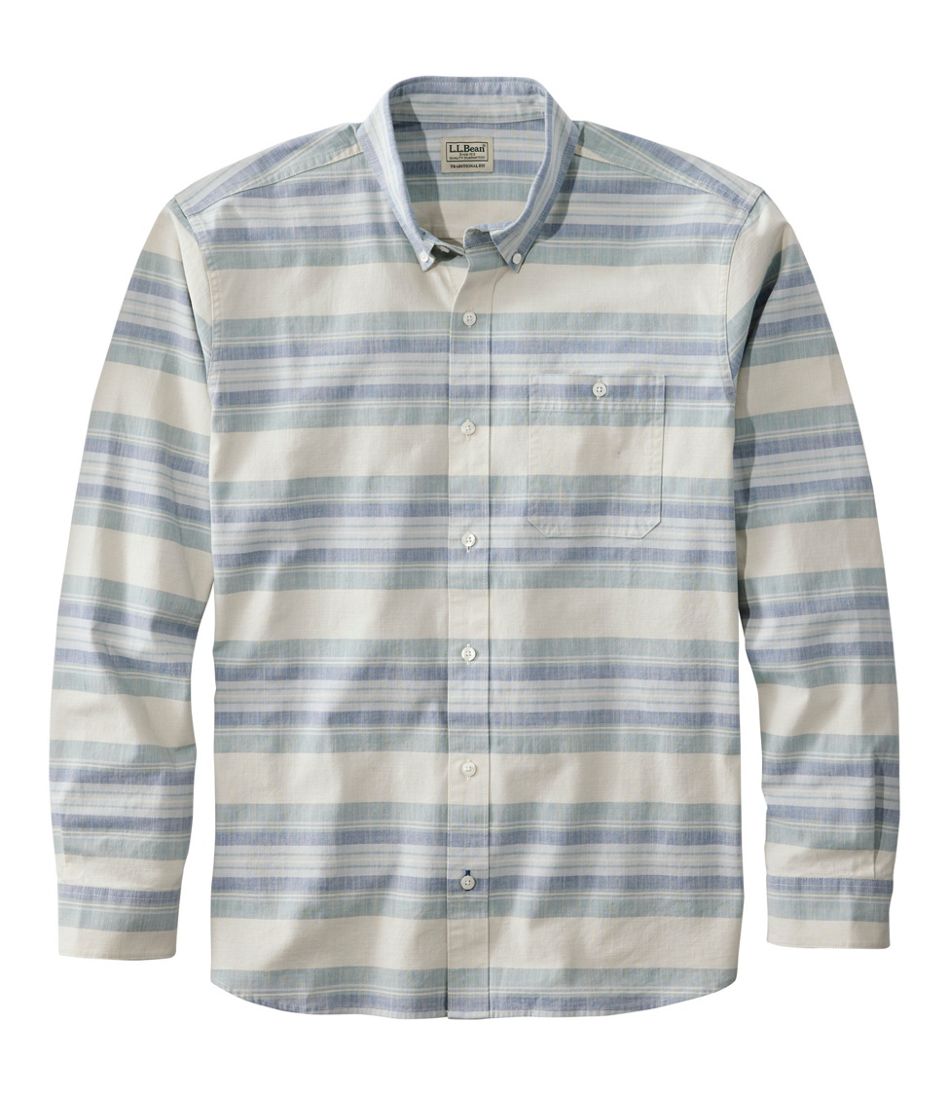 Men's Comfort Stretch Chambray Shirt, Traditional Untucked Fit, Long-Sleeve, Stripe - L.L.Bean Latest