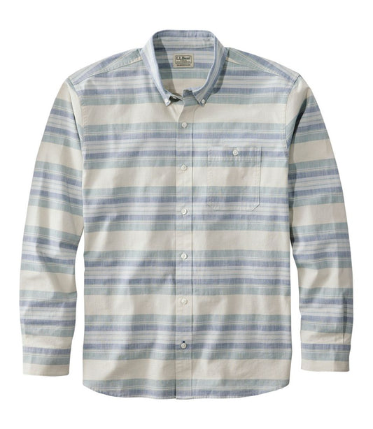 Men's Comfort Stretch Chambray Shirt, Traditional Untucked Fit, Long-Sleeve, Stripe - L.L.Bean Latest