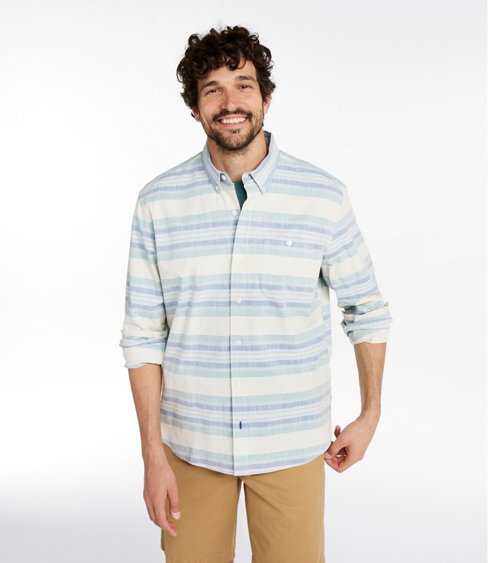 Men's Comfort Stretch Chambray Shirt, Traditional Untucked Fit, Long-Sleeve, Stripe - L.L.Bean Latest