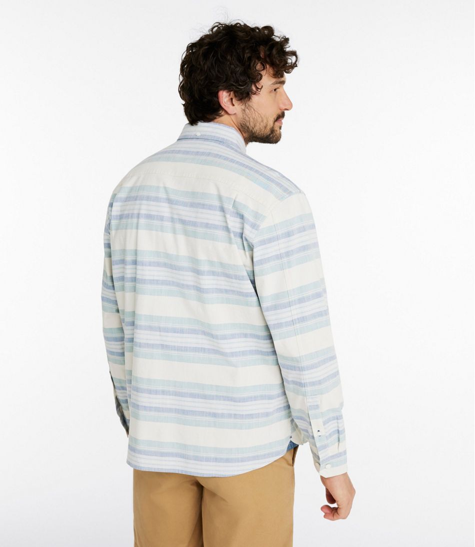 Men's Comfort Stretch Chambray Shirt, Traditional Untucked Fit, Long-Sleeve, Stripe - L.L.Bean Latest
