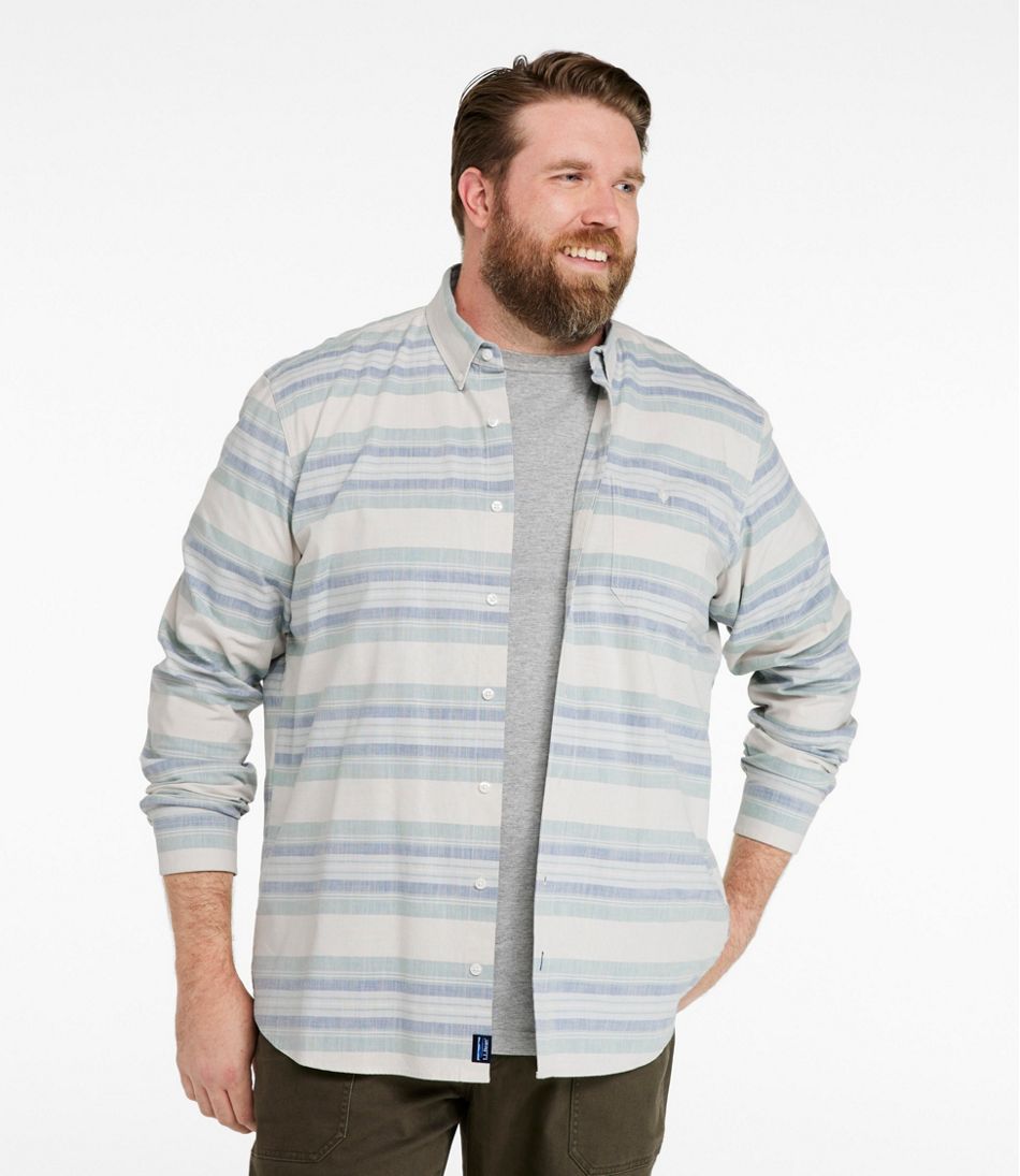 Men's Comfort Stretch Chambray Shirt, Traditional Untucked Fit, Long-Sleeve, Stripe - L.L.Bean Latest