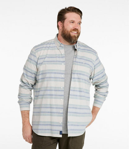 Men's Comfort Stretch Chambray Shirt, Traditional Untucked Fit, Long-Sleeve, Stripe - L.L.Bean Latest