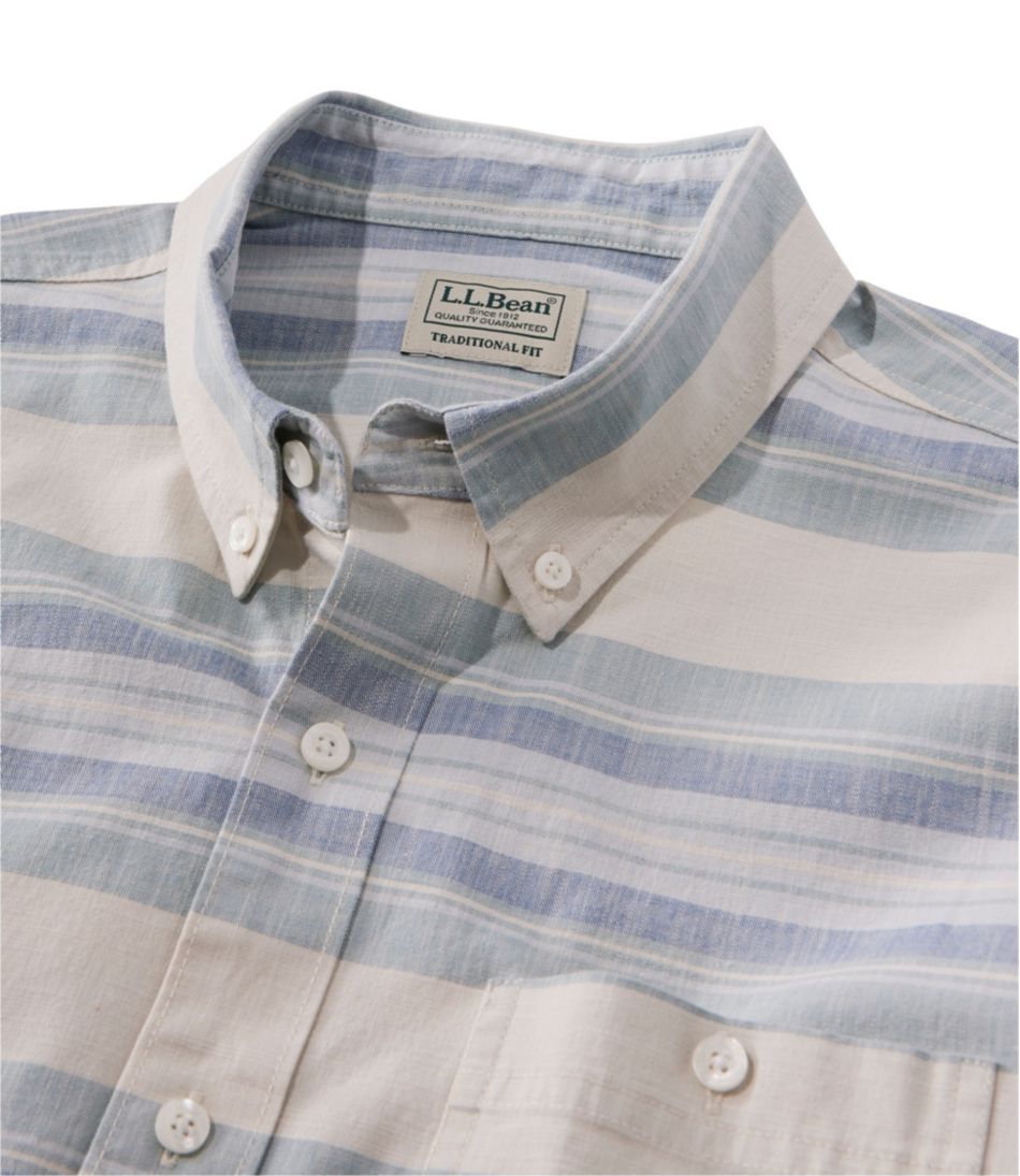 Men's Comfort Stretch Chambray Shirt, Traditional Untucked Fit, Long-Sleeve, Stripe - L.L.Bean Latest