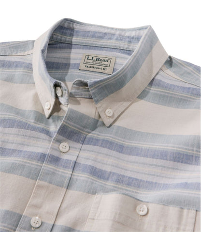 Men's Comfort Stretch Chambray Shirt, Traditional Untucked Fit, Long-Sleeve, Stripe - L.L.Bean Latest