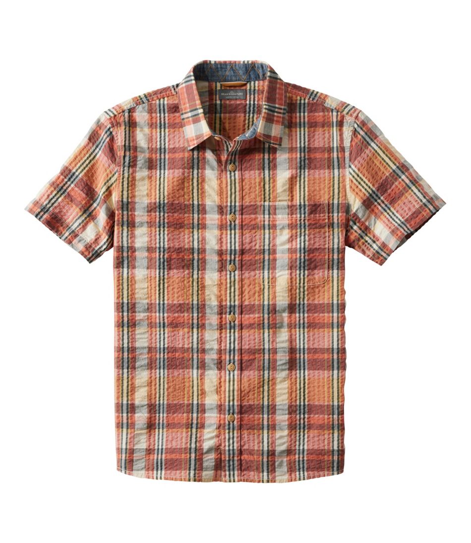 Men's Signature Seersucker Madras Shirt, Slightly Fitted, Short-Sleeve - L.L.Bean Quality