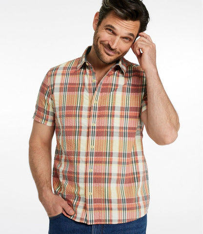 Men's Signature Seersucker Madras Shirt, Slightly Fitted, Short-Sleeve - L.L.Bean Quality