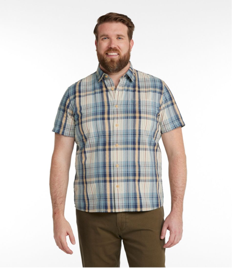 Men's Signature Seersucker Madras Shirt, Slightly Fitted, Short-Sleeve - L.L.Bean Quality