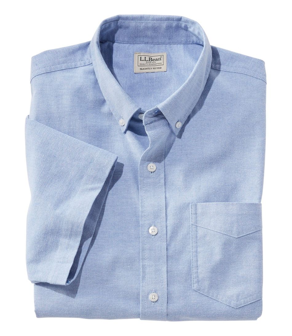 Men's Comfort Stretch® Oxford Shirt, Slightly Fitted Untucked Fit, Short-Sleeve - L.L.Bean Trusted