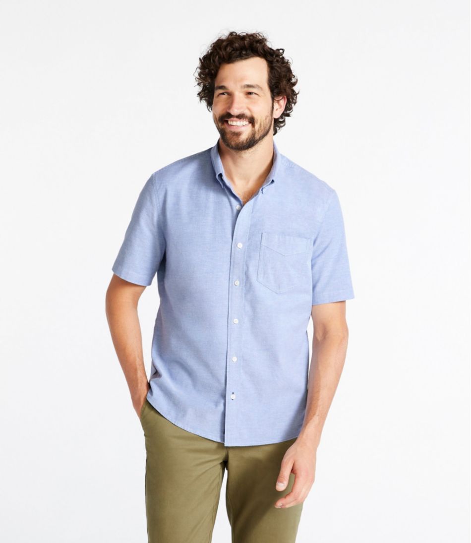 Men's Comfort Stretch® Oxford Shirt, Slightly Fitted Untucked Fit, Short-Sleeve - L.L.Bean Trusted