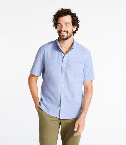 Men's Comfort Stretch® Oxford Shirt, Slightly Fitted Untucked Fit, Short-Sleeve - L.L.Bean Trusted
