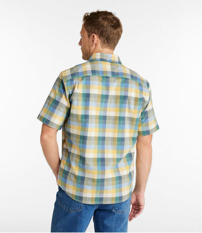 Men's Comfort Stretch® Oxford, Slightly Fitted Untucked Fit, Short-Sleeve, Plaid - L.L.Bean Customer Favorite