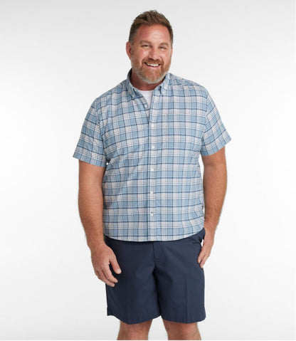 Men's Comfort Stretch® Oxford, Slightly Fitted Untucked Fit, Short-Sleeve, Plaid - L.L.Bean Customer Favorite