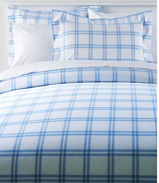 280-Thread-Count Pima Cotton Percale Comforter Cover Collection, Windowpane - L.L.Bean Customer Favorite