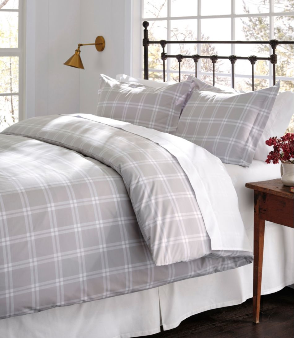 280-Thread-Count Pima Cotton Percale Comforter Cover Collection, Windowpane - L.L.Bean Customer Favorite