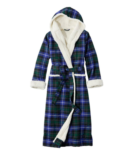 Women's Scotch Plaid Flannel Robe, Sherpa-Lined Long - L.L.Bean Value
