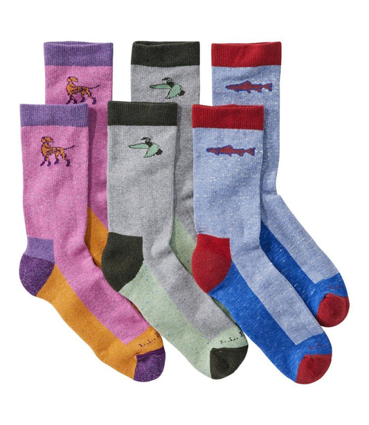 Adults' Wicked Soft Cotton Socks Animal Gift Set, 3-Pack - L.L.Bean Classic