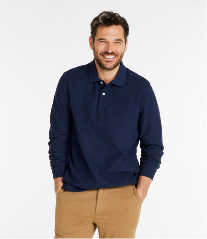Men's Premium Double L® Polo, Long-Sleeve Without Pocket - L.L.Bean Classic