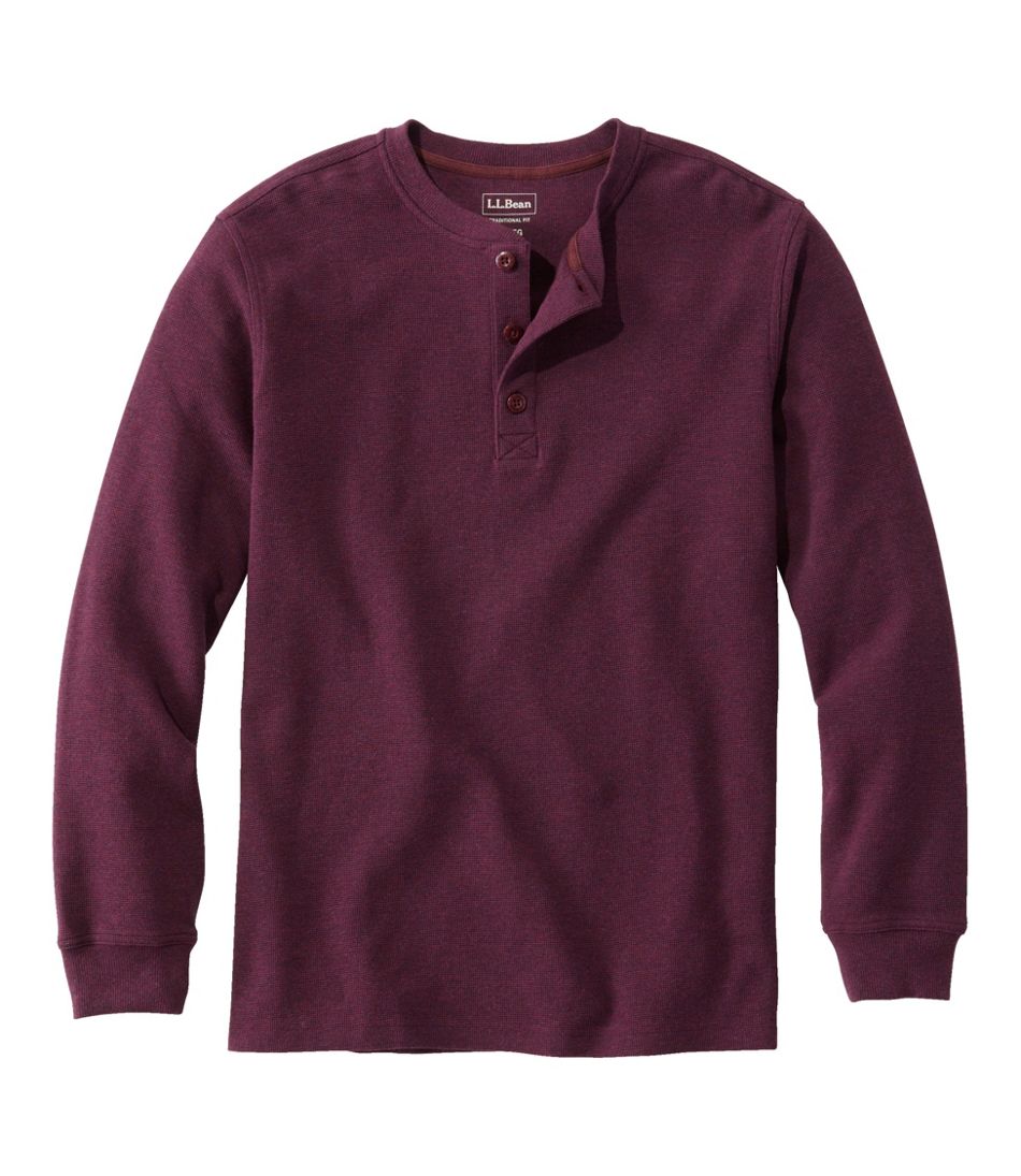 Men's Unshrinkable Mini-Waffle Henley, Long-Sleeve Traditional Fit - L.L.Bean Classic