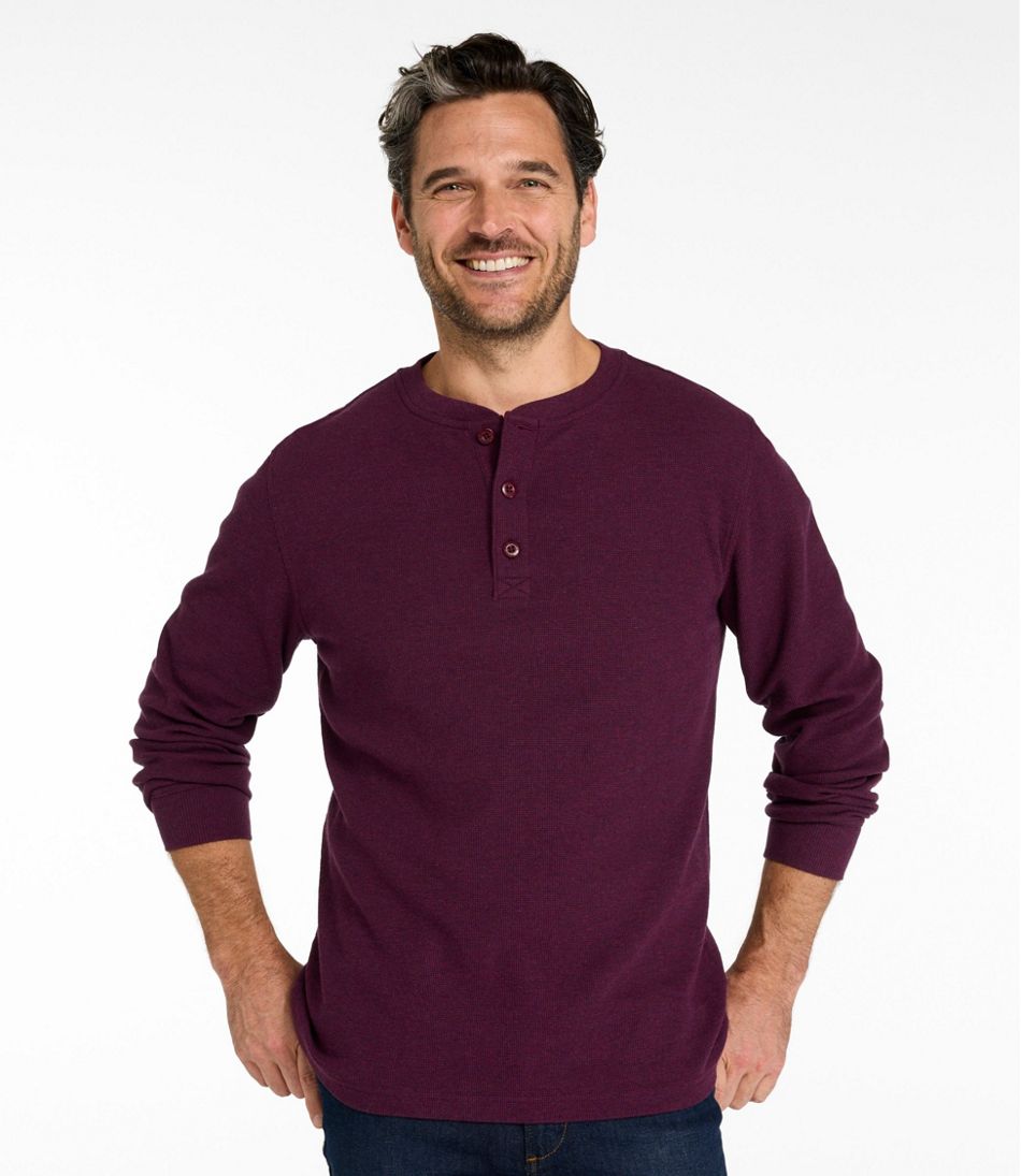 Men's Unshrinkable Mini-Waffle Henley, Long-Sleeve Traditional Fit - L.L.Bean Classic