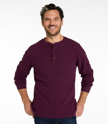 Men's Unshrinkable Mini-Waffle Henley, Long-Sleeve Traditional Fit - L.L.Bean Classic