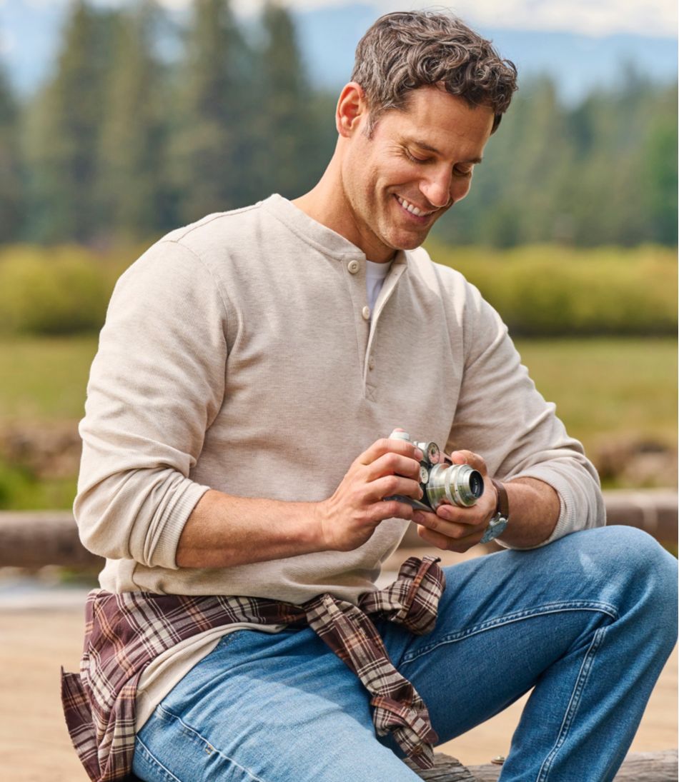 Men's Unshrinkable Mini-Waffle Henley, Long-Sleeve Traditional Fit - L.L.Bean Classic