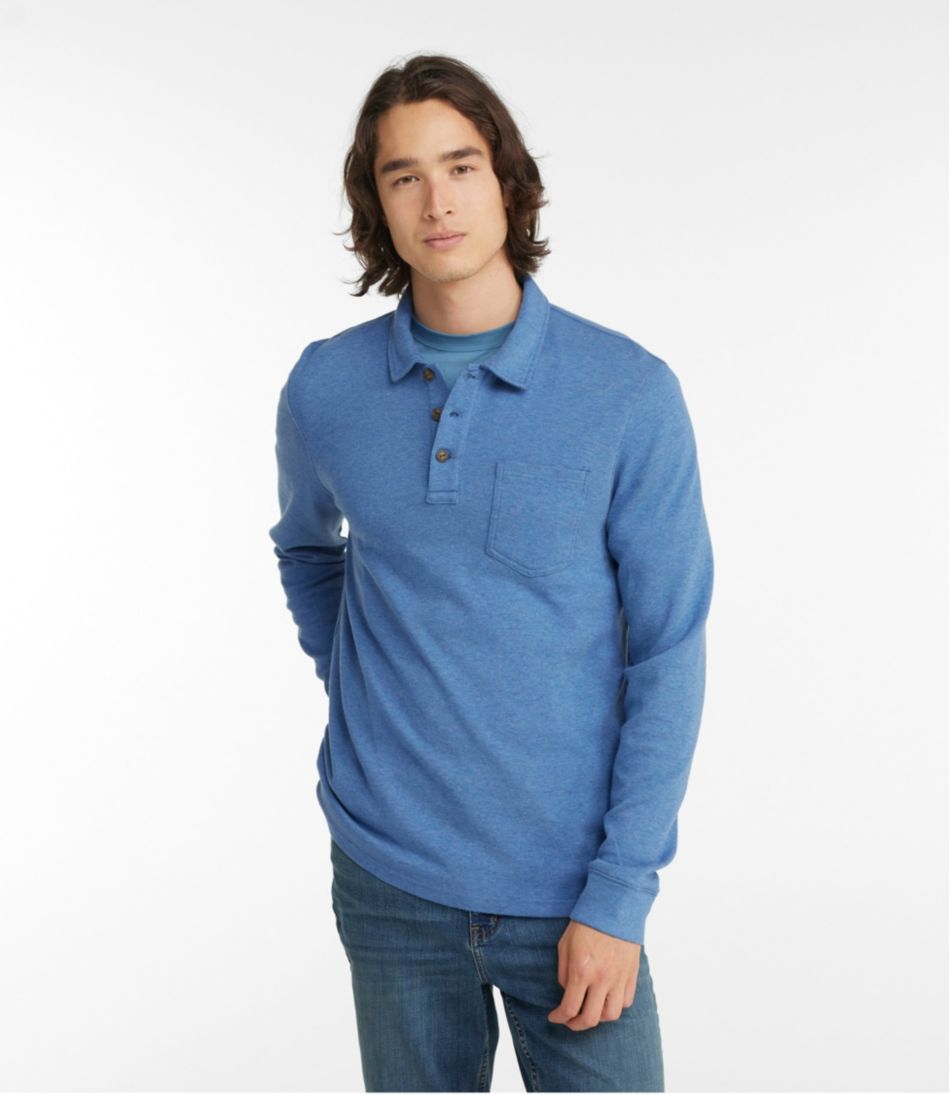 Men's Washed Cotton Double-Knit Polo, Long-Sleeve - L.L.Bean Everyday