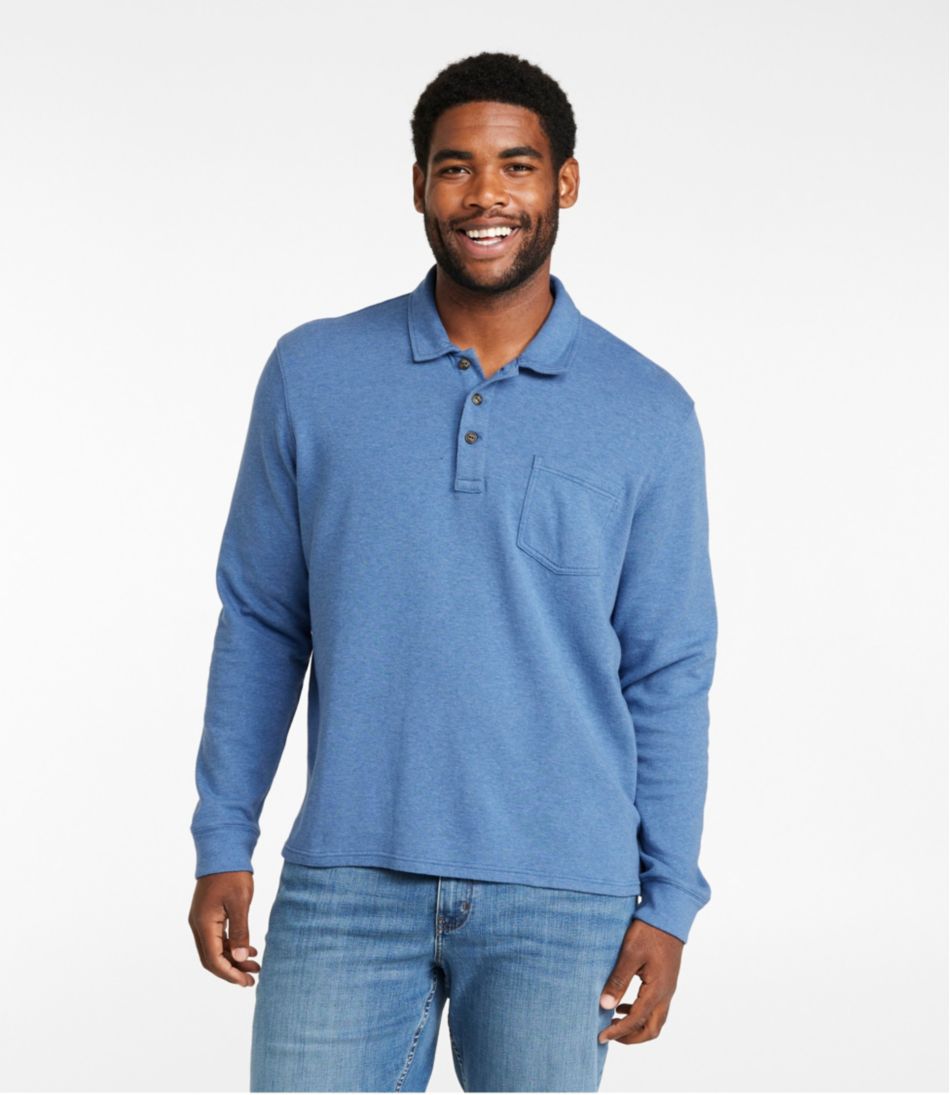 Men's Washed Cotton Double-Knit Polo, Long-Sleeve - L.L.Bean Everyday